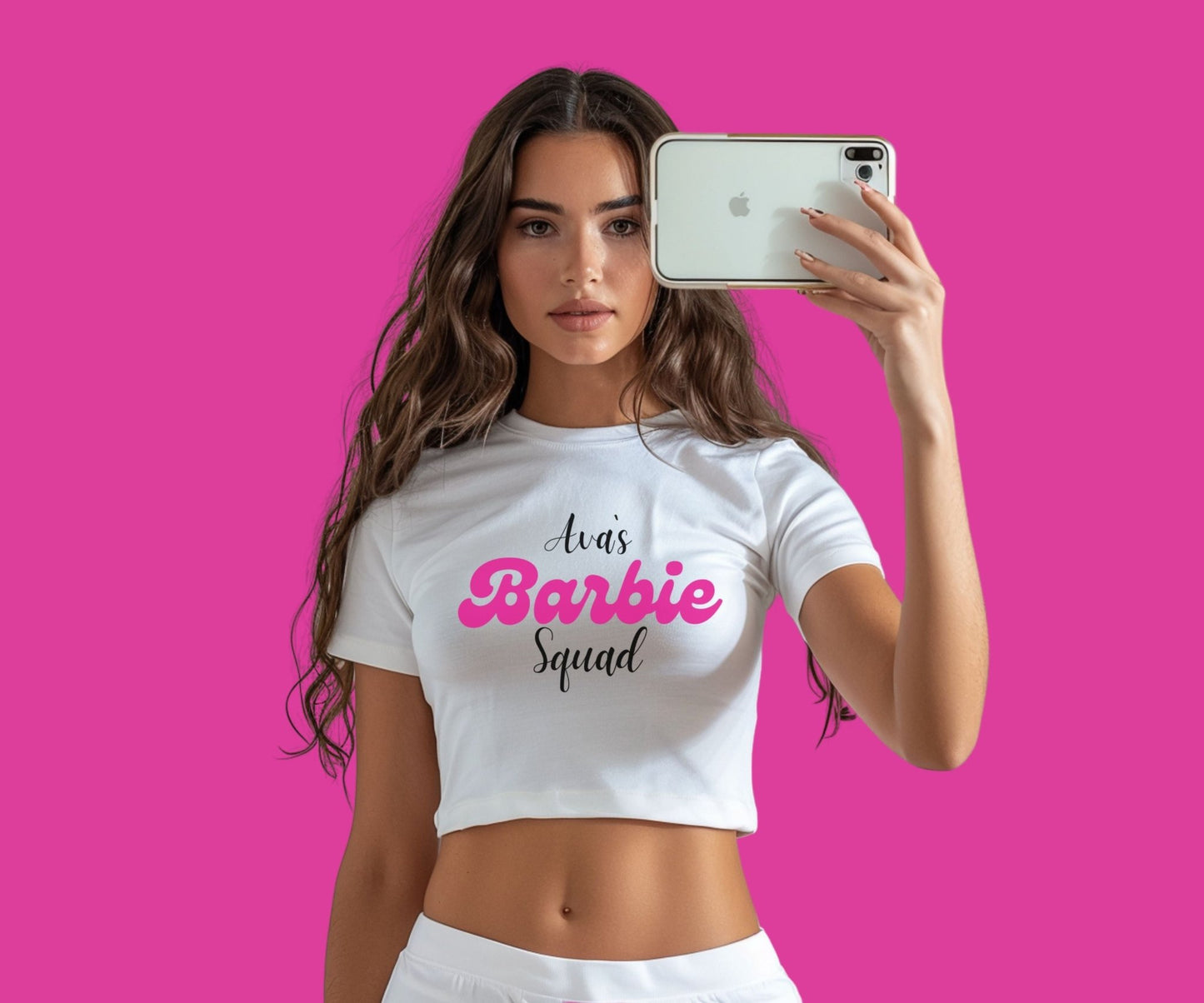 Avas Barbie Squad Crop Top – Trendy Women’s Graphic Tee, Party Crop, Birthday Celebration Top UK & Ireland - FunPrint4You