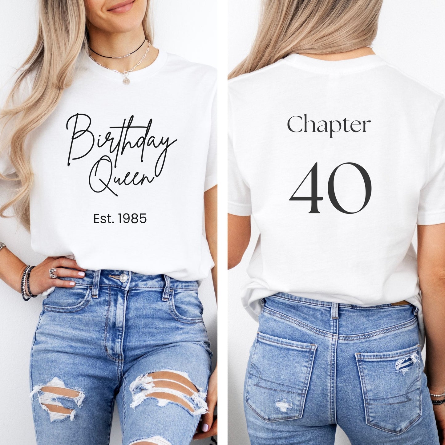 Birthday Queen Est. 1985 – Personalised 40th Birthday Shirt - FunPrint4You