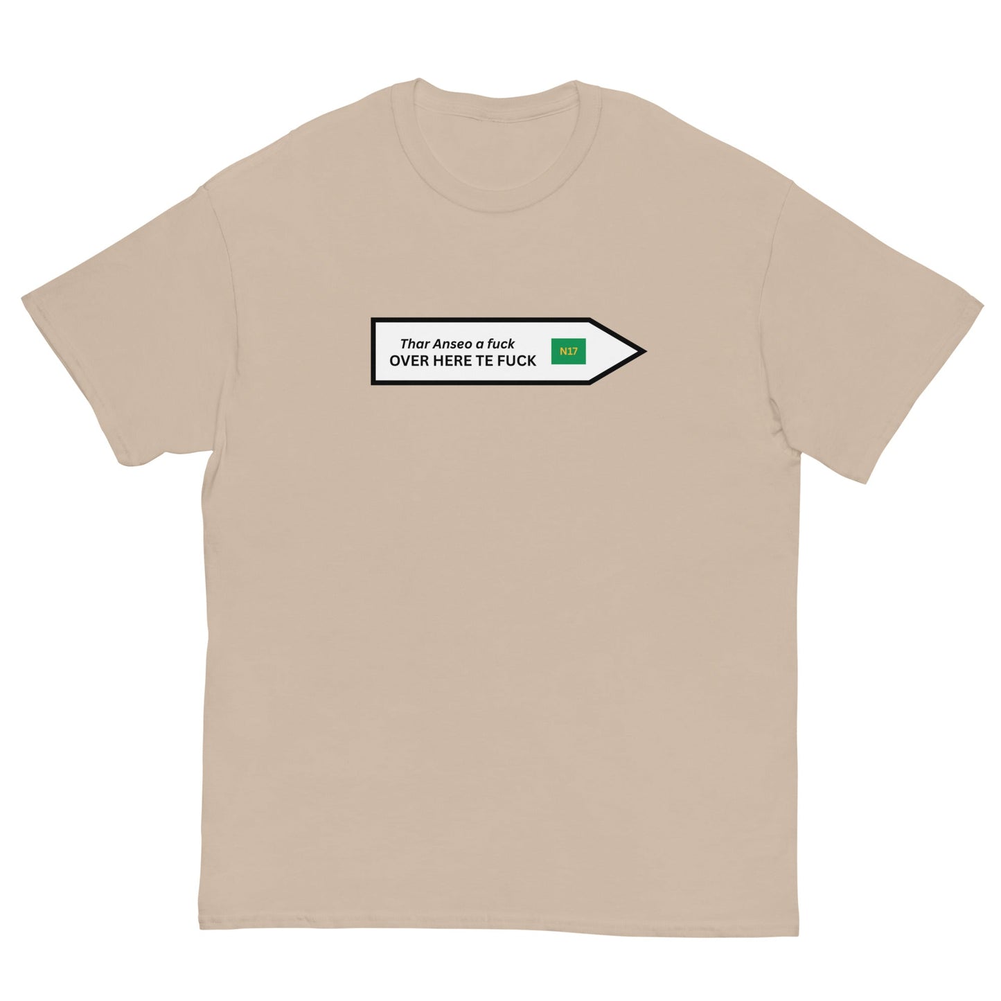 Funny Irish N17 T-Shirt | Over Here Te F* Road Sign Tee** - FunPrint4You