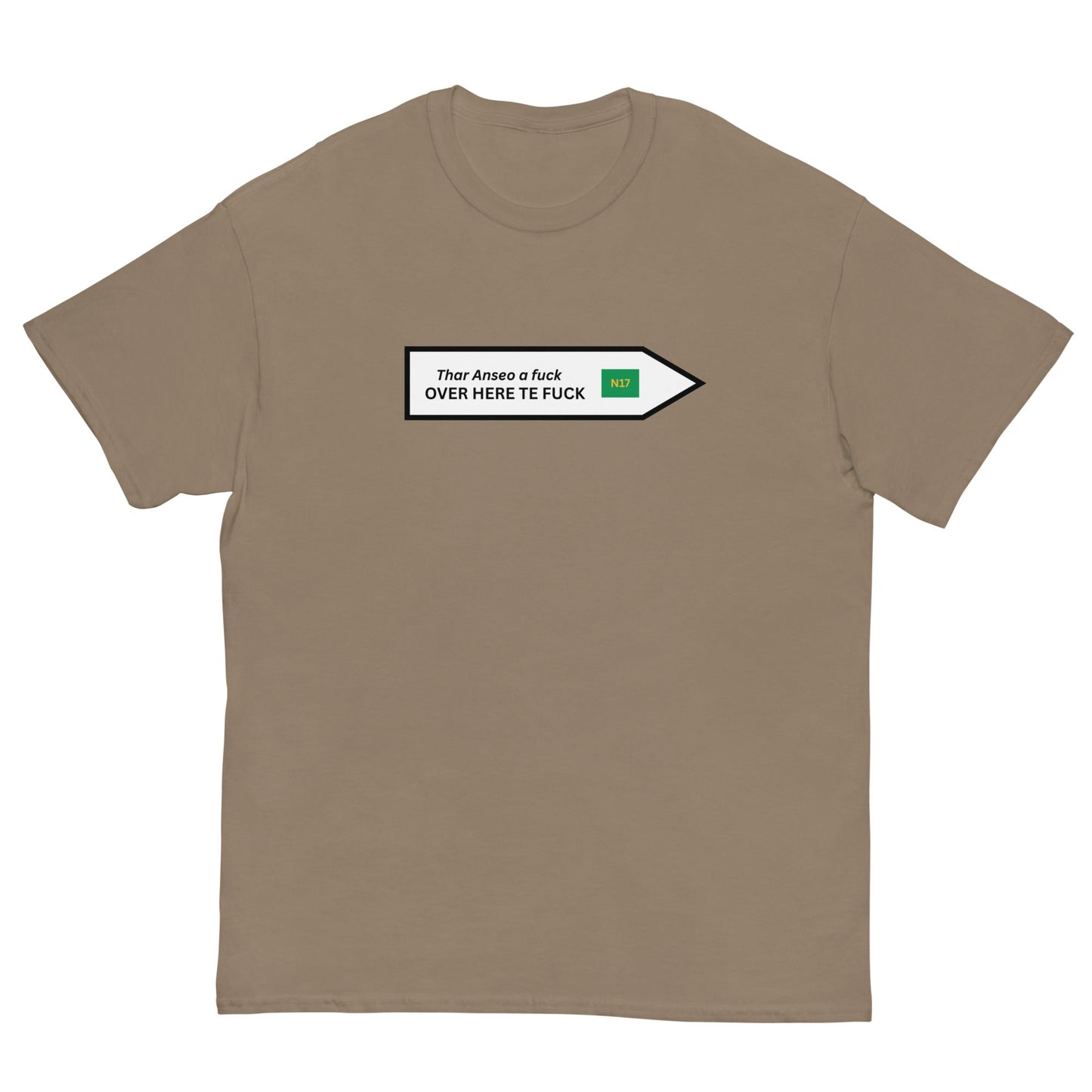Funny Irish N17 T-Shirt | Over Here Te F* Road Sign Tee** - FunPrint4You