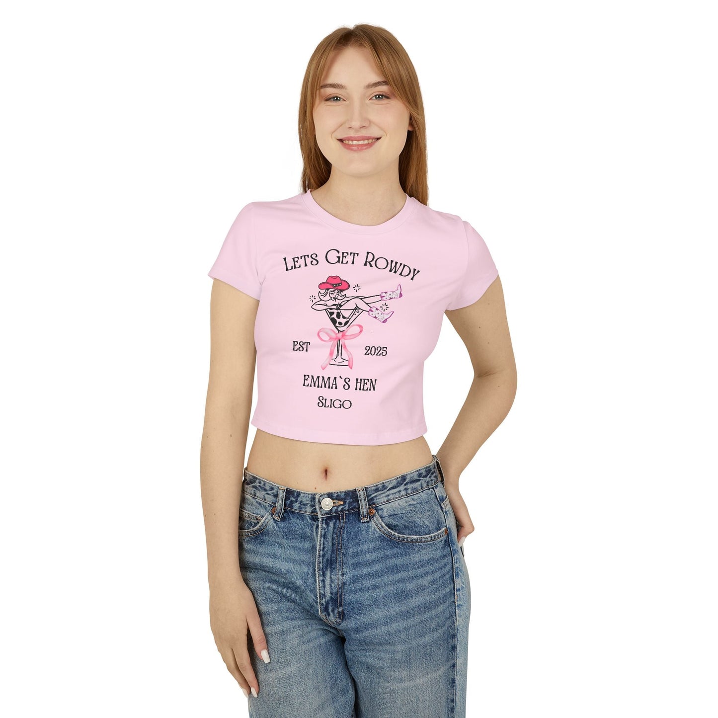 Let's Get Rowdy Women's Baby Tee | Hen Party Outfit | Bachelorette Shirt | Girls Night Out Top | Birthday Gift Idea - FunPrint4You