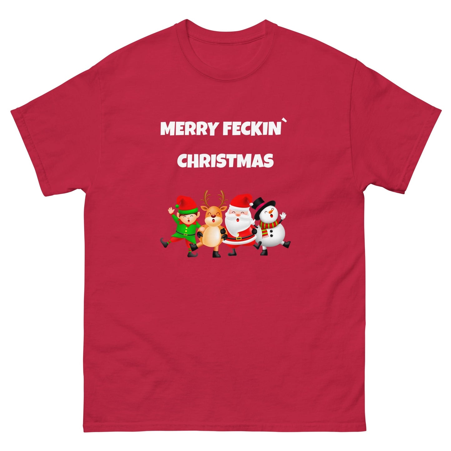 Merry Feckin’ Christmas – Funny Irish T-Shirt with Dancing Santa & Friends