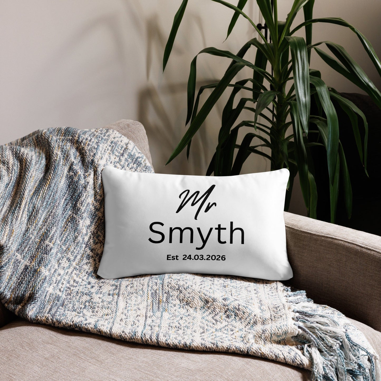 Personalised Mr & Mrs Cushion – Custom Wedding Gift with Names - FunPrint4You