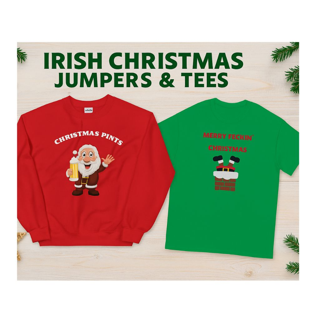 Funny Christmas Jumpers & T-Shirts Ireland – Santa, Pints & Craic - FunPrint4You