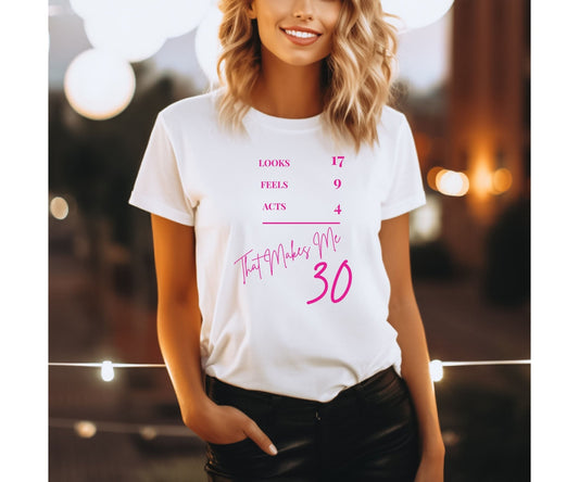 30th Birthday T-Shirt – Funny 'That Makes Me 30' Tee UK/Ireland - FunPrint4You