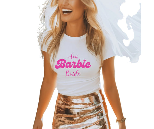 Barbie Bride T‑Shirt – Custom Hen Party Tee, Hot Pink Barbiecore Bride - To - Be Shirt 2025 UK & Ireland - FunPrint4You