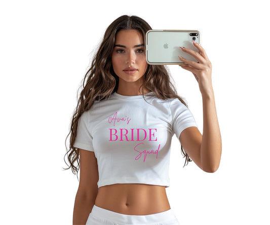 Bride Squad Women’s Baby Tee – Cute Bachelorette Party Shirt, Bridal Celebration Top, Bridal Shower Gift UK & Ireland - FunPrint4You
