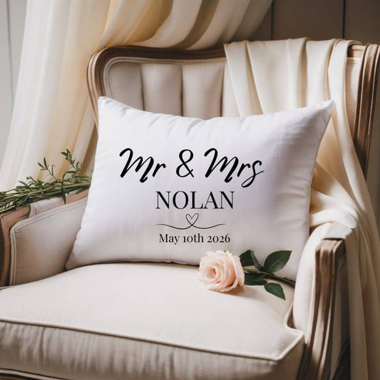 Custom Mr & Mrs Cushion – Personalised Wedding Gift UK & Ireland - FunPrint4You