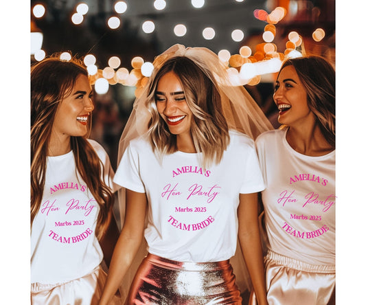 Custom Team Bride T‑Shirt – Personalised Hen Party Tee, Team Bride Matching Shirts UK & Ireland - FunPrint4You