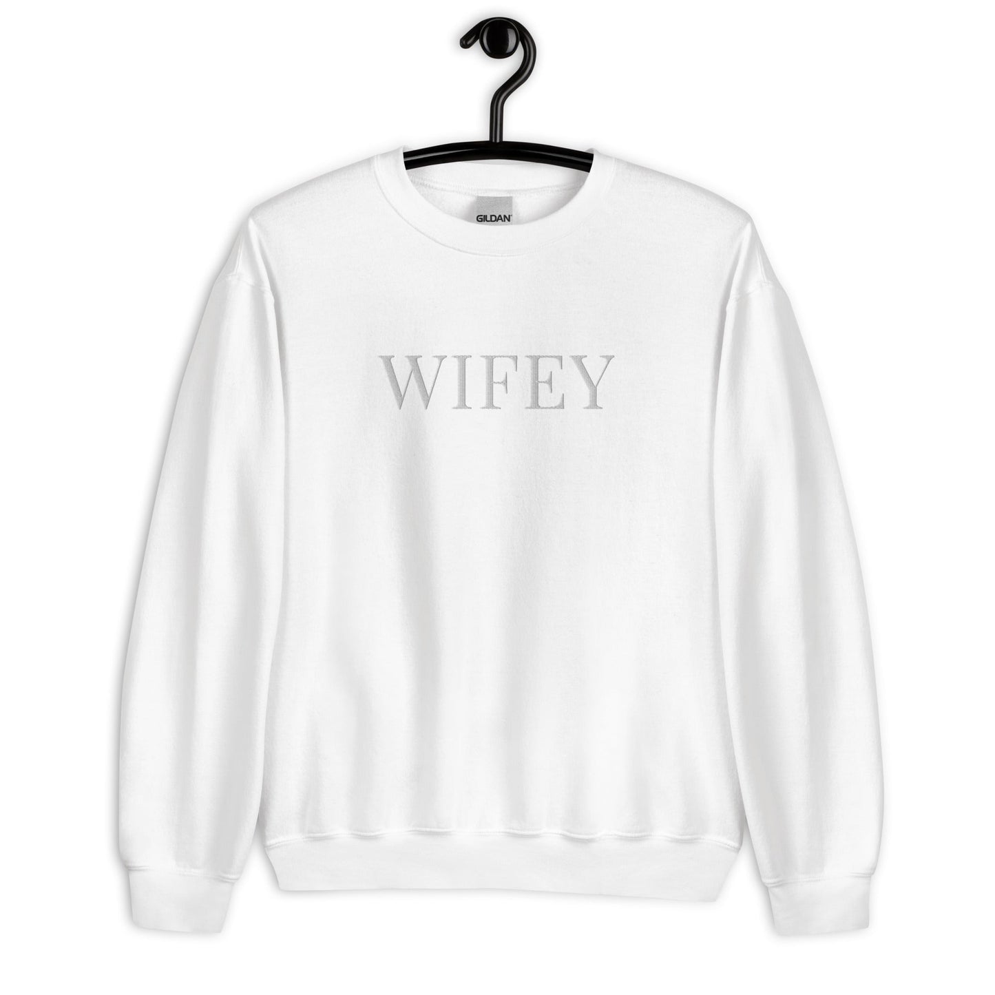 Embroidered Wifey Sweatshirt - Just Married Jumper for Honeymoon, Bride Gift, Hen Party, Newlywed, Custom Wedding Pullover - FunPrint4You
