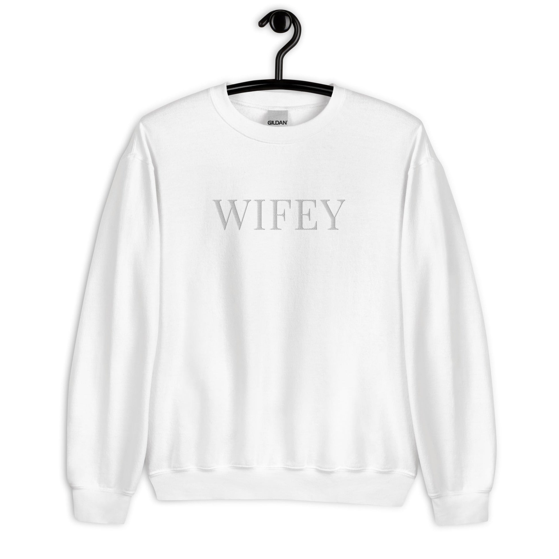 Embroidered Wifey Sweatshirt - Just Married Jumper for Honeymoon, Bride Gift, Hen Party, Newlywed, Custom Wedding Pullover - FunPrint4You