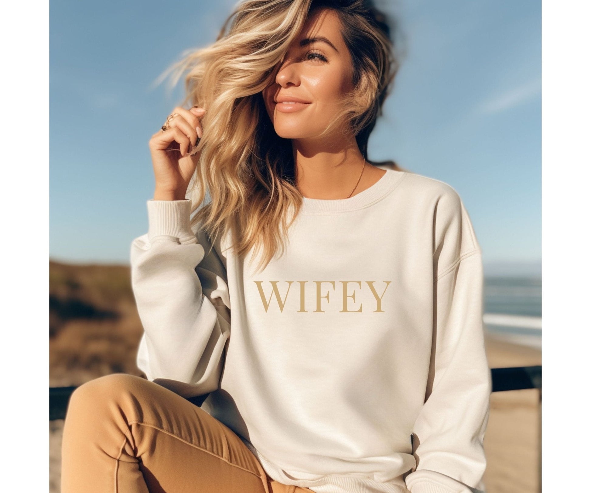 Embroidered Wifey Sweatshirt – Just Married Jumper for Honeymoon, Hen Party & Wedding Morning - FunPrint4You
