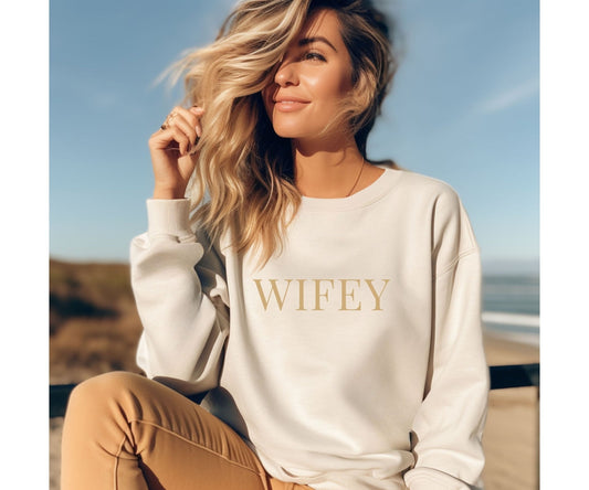 Embroidered Wifey Sweatshirt – Just Married Jumper for Honeymoon, Hen Party & Wedding Morning - FunPrint4You