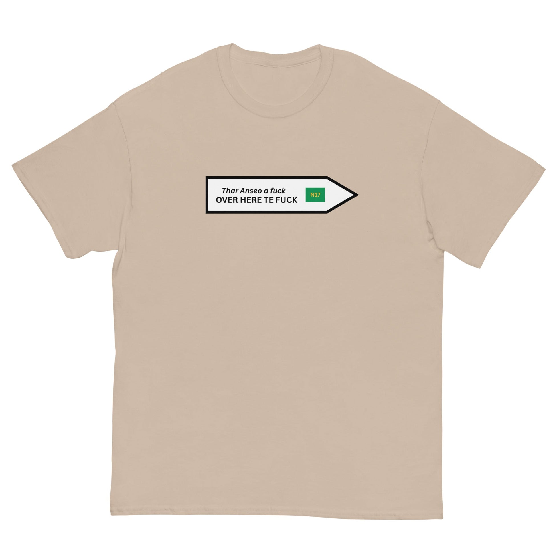 Funny Irish N17 T-Shirt | Over Here Te F* Road Sign Tee** - FunPrint4You