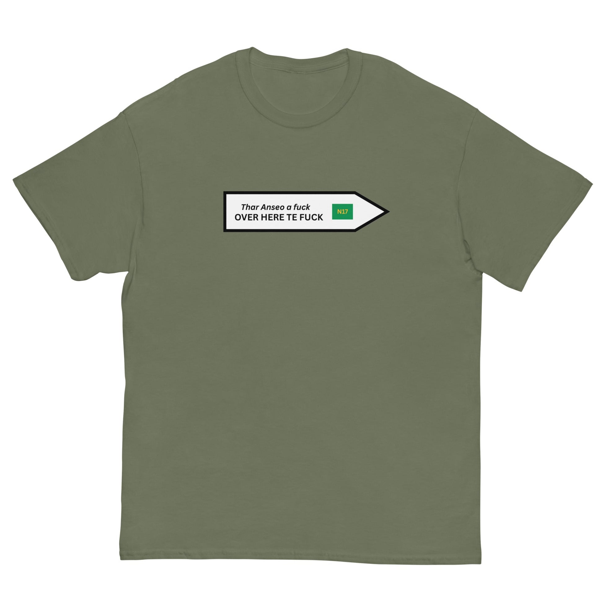 Funny Irish N17 T-Shirt | Over Here Te F* Road Sign Tee** - FunPrint4You