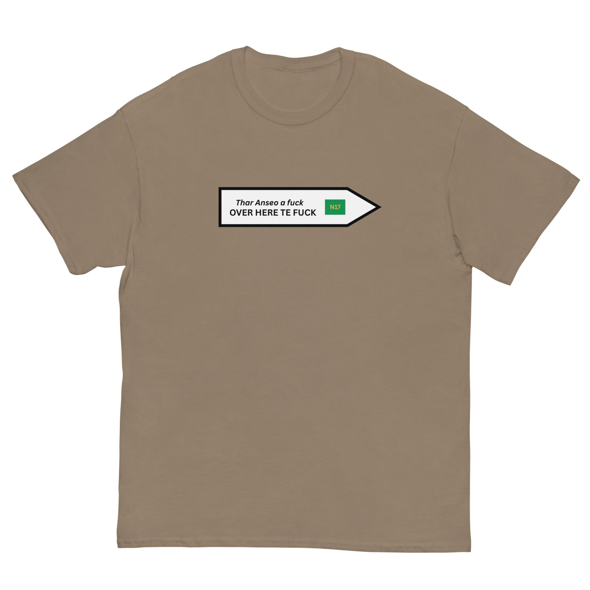 Funny Irish N17 T-Shirt | Over Here Te F* Road Sign Tee** - FunPrint4You