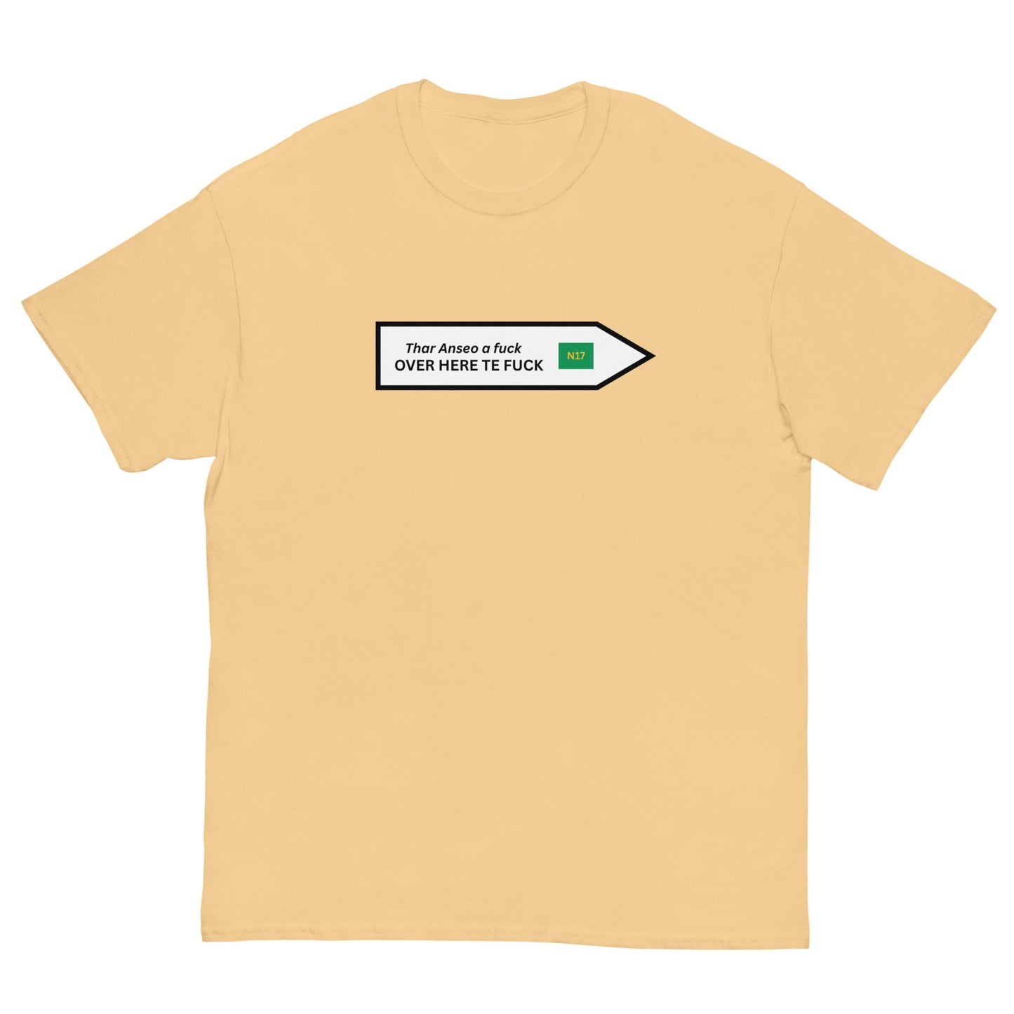 Funny Irish N17 T-Shirt | Over Here Te F* Road Sign Tee** - FunPrint4You