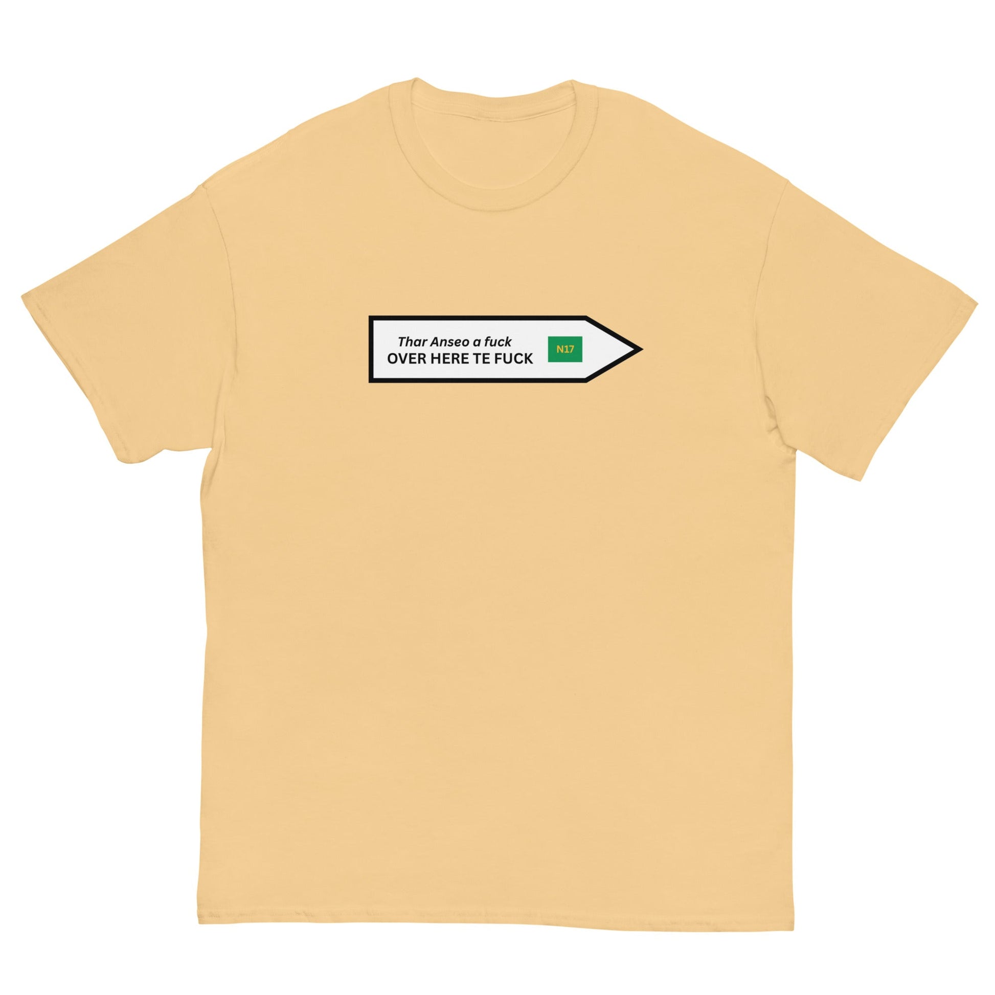 Funny Irish N17 T-Shirt | Over Here Te F* Road Sign Tee** - FunPrint4You