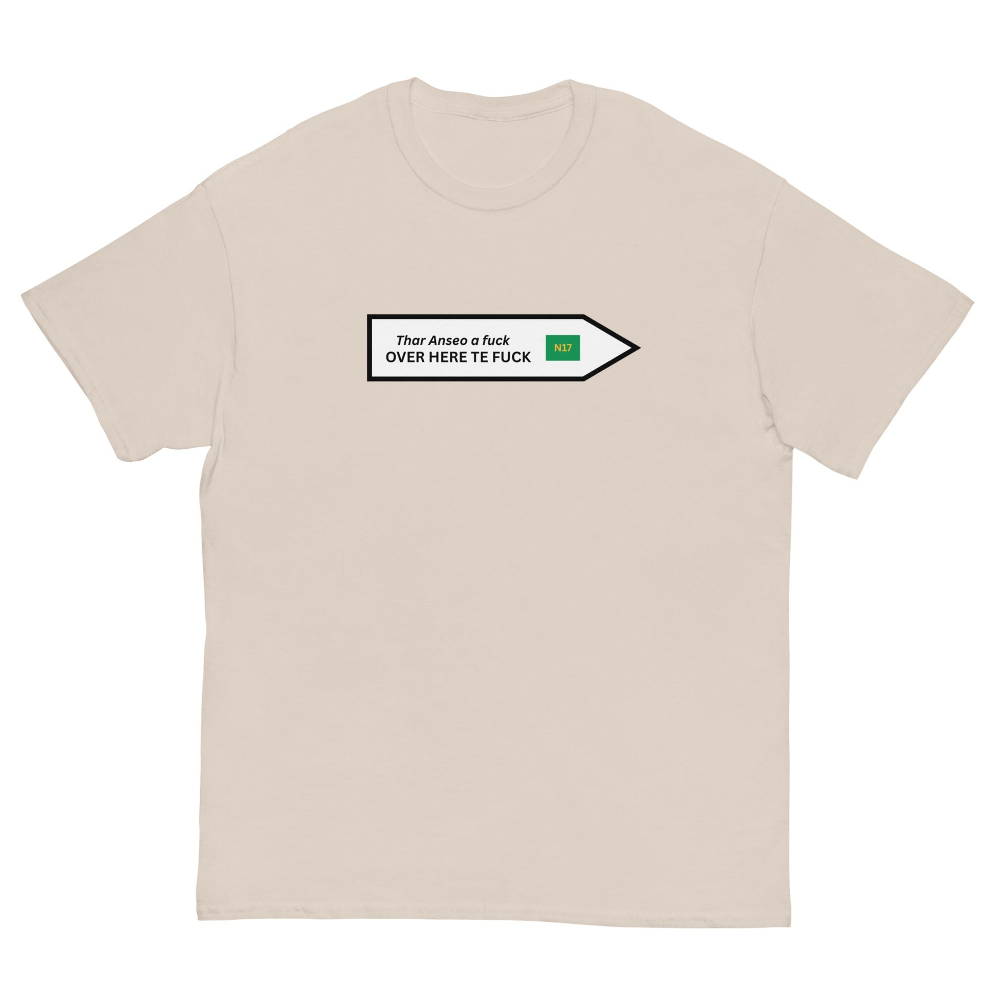 Funny Irish N17 T-Shirt | Over Here Te F* Road Sign Tee** - FunPrint4You