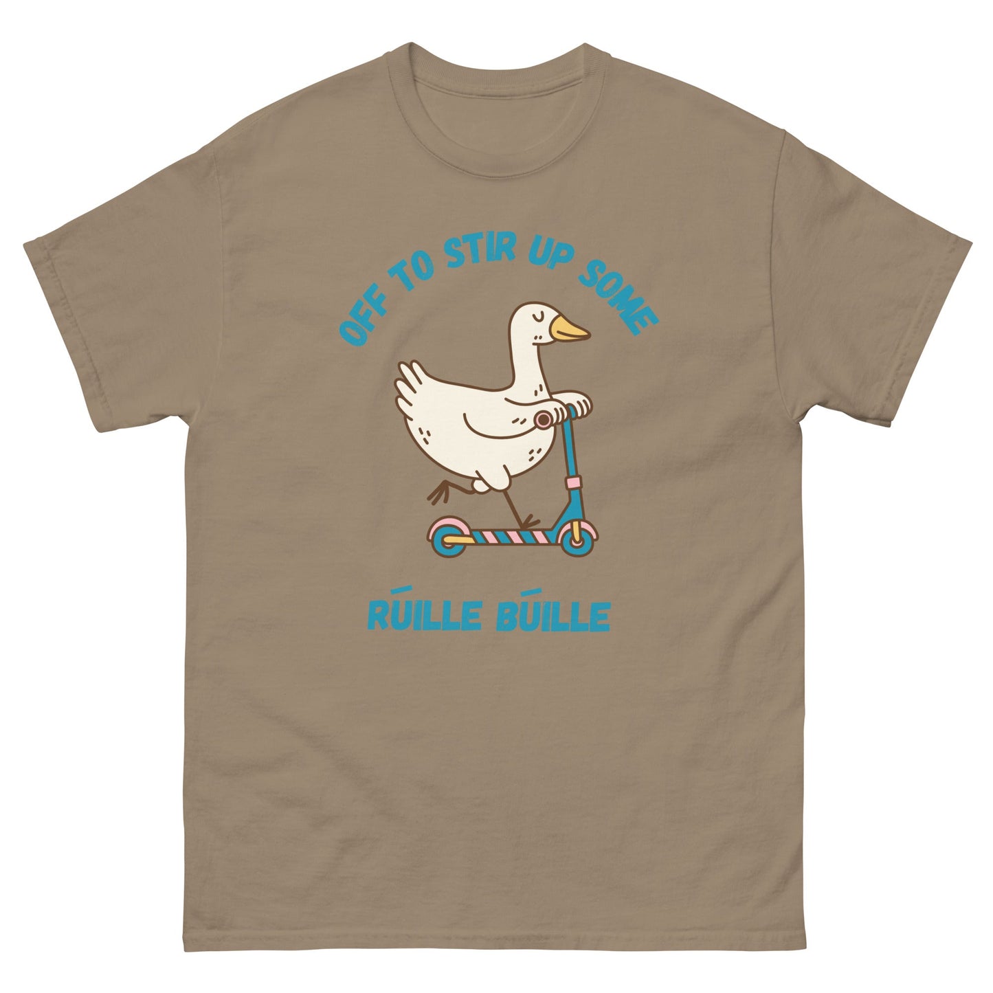 Funny Irish T-Shirt – “Off to Stir Up Some Rúille Búille” Duck Scooter Tee - FunPrint4You