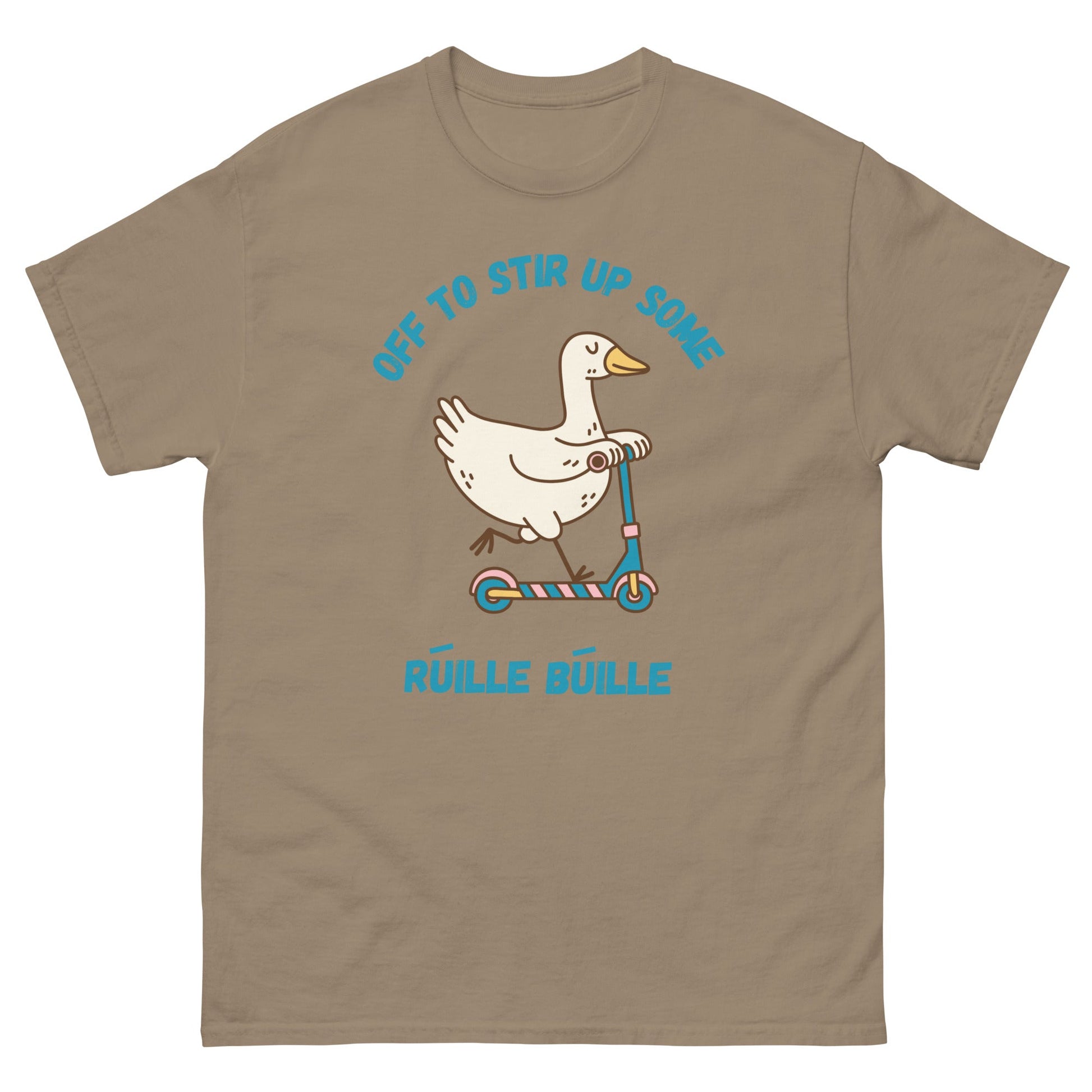 Funny Irish T-Shirt – “Off to Stir Up Some Rúille Búille” Duck Scooter Tee - FunPrint4You