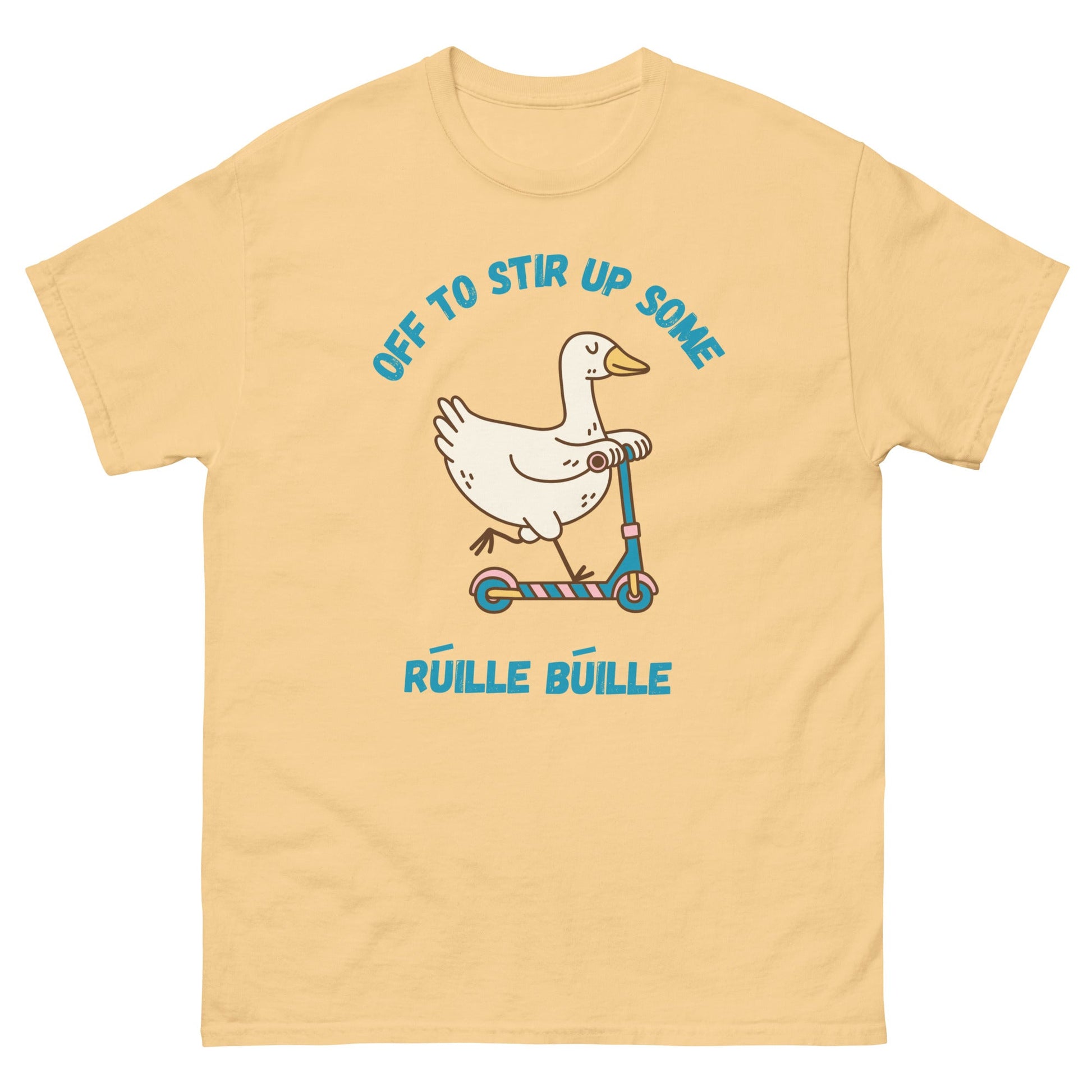 Funny Irish T-Shirt – “Off to Stir Up Some Rúille Búille” Duck Scooter Tee - FunPrint4You