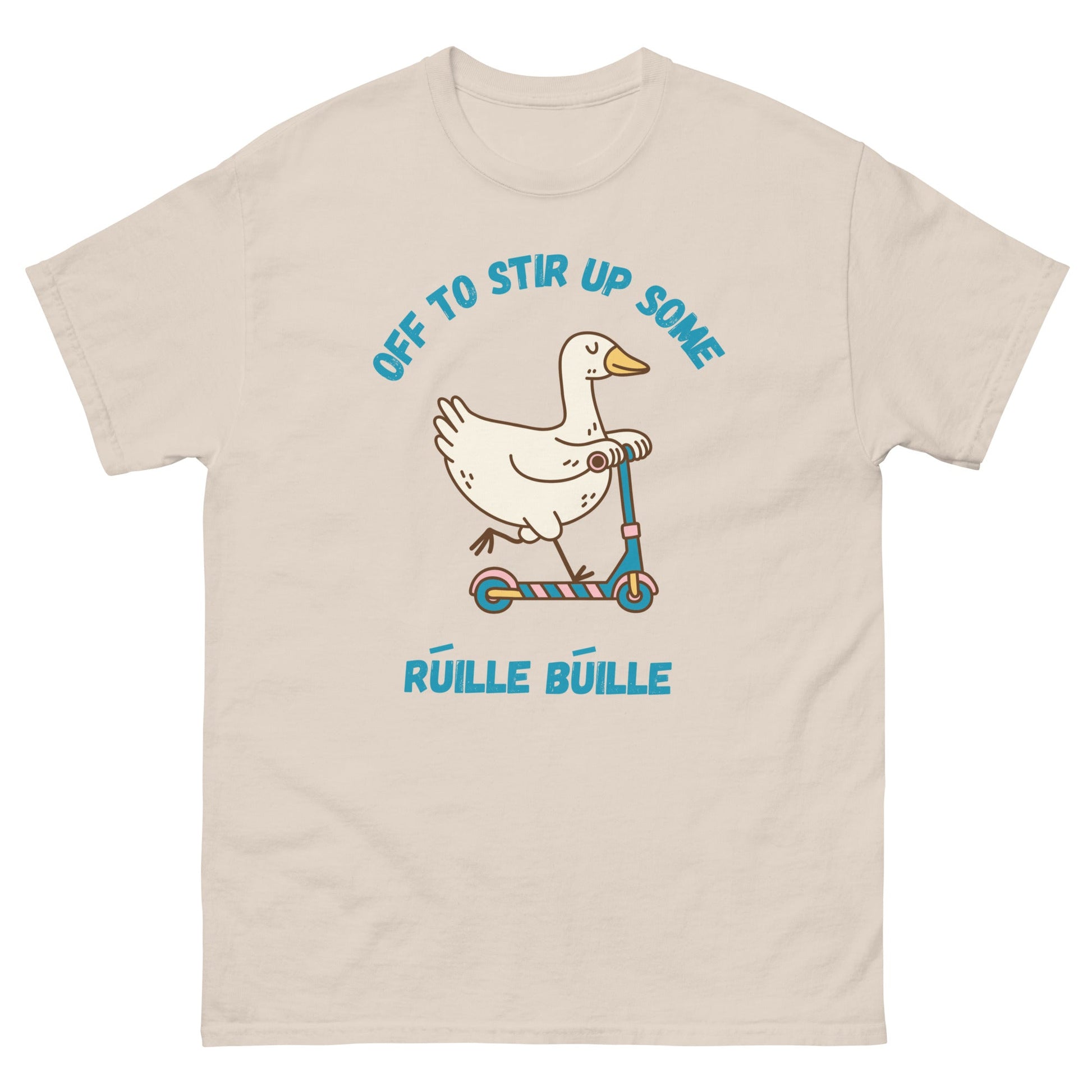 Funny Irish T-Shirt – “Off to Stir Up Some Rúille Búille” Duck Scooter Tee - FunPrint4You