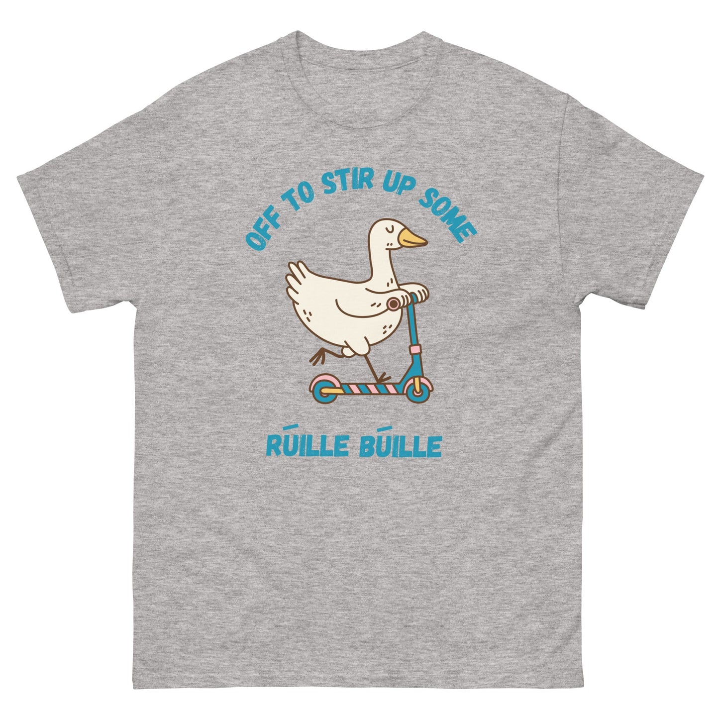 Funny Irish T-Shirt – “Off to Stir Up Some Rúille Búille” Duck Scooter Tee - FunPrint4You