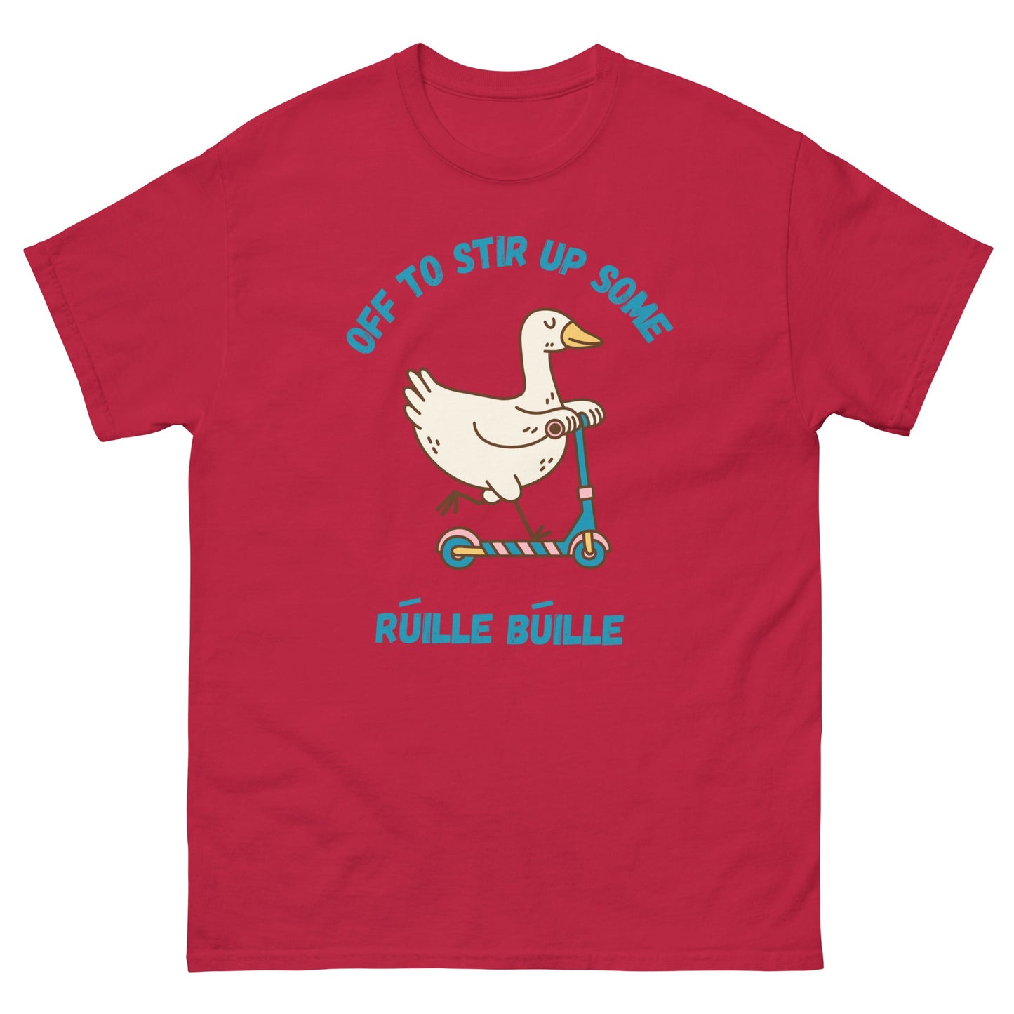 Funny Irish T-Shirt – “Off to Stir Up Some Rúille Búille” Duck Scooter Tee - FunPrint4You