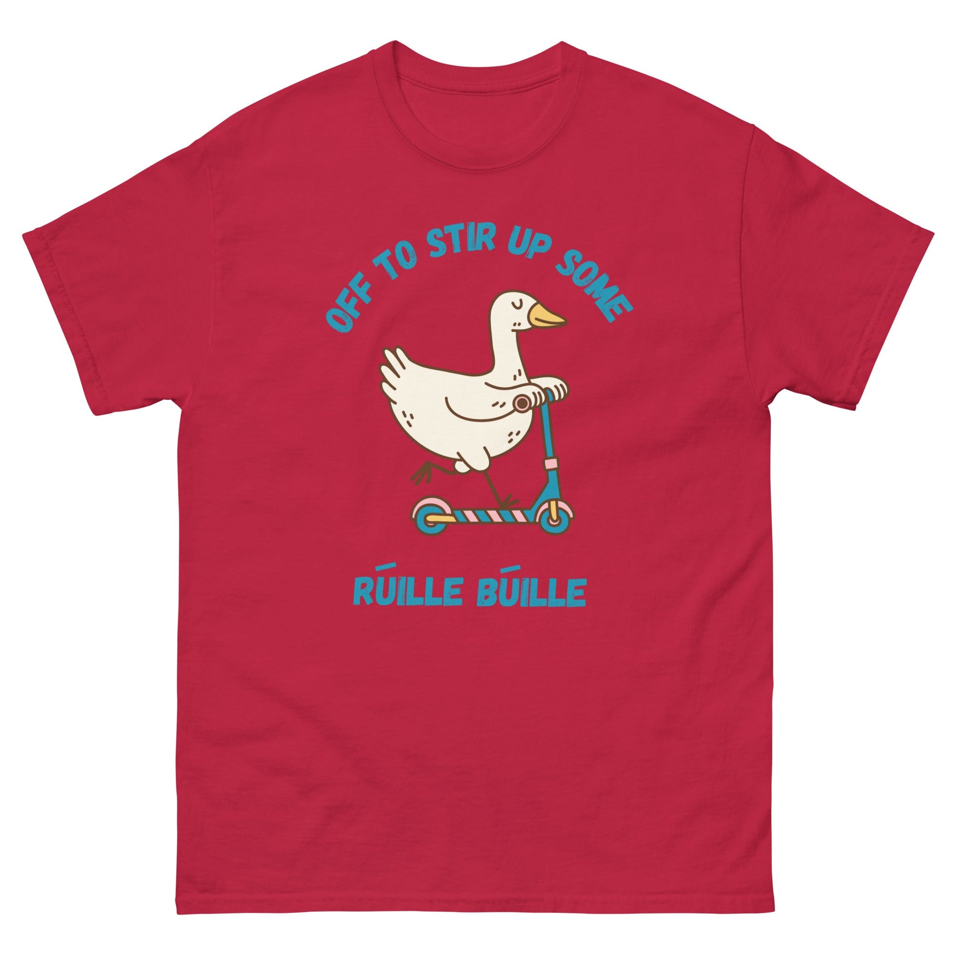 Funny Irish T-Shirt – “Off to Stir Up Some Rúille Búille” Duck Scooter Tee - FunPrint4You