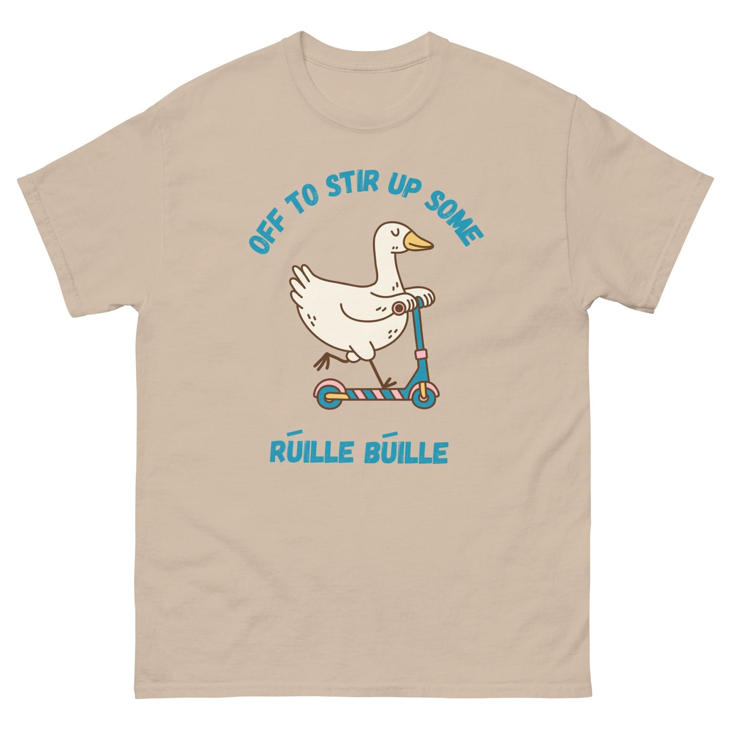 Funny Irish T-Shirt – “Off to Stir Up Some Rúille Búille” Duck Scooter Tee - FunPrint4You