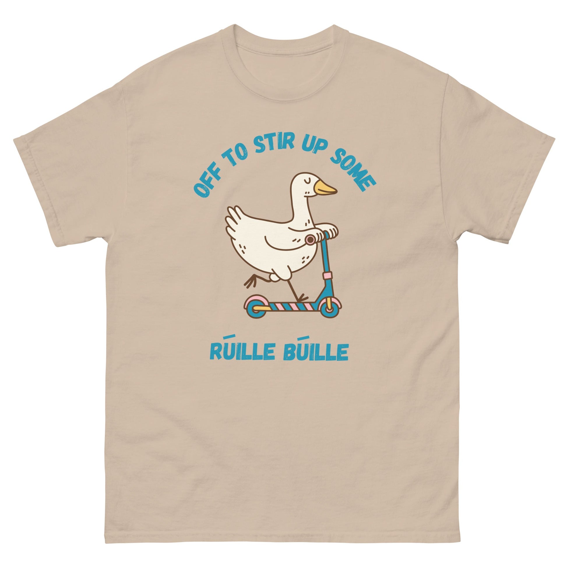 Funny Irish T-Shirt – “Off to Stir Up Some Rúille Búille” Duck Scooter Tee - FunPrint4You