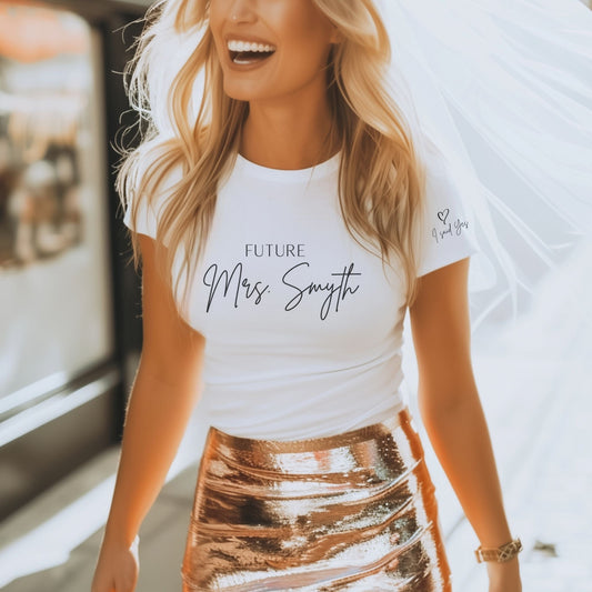 Future Mrs Custom Bride T-Shirt – Elegant Hen Party Top UK & Ireland - FunPrint4You