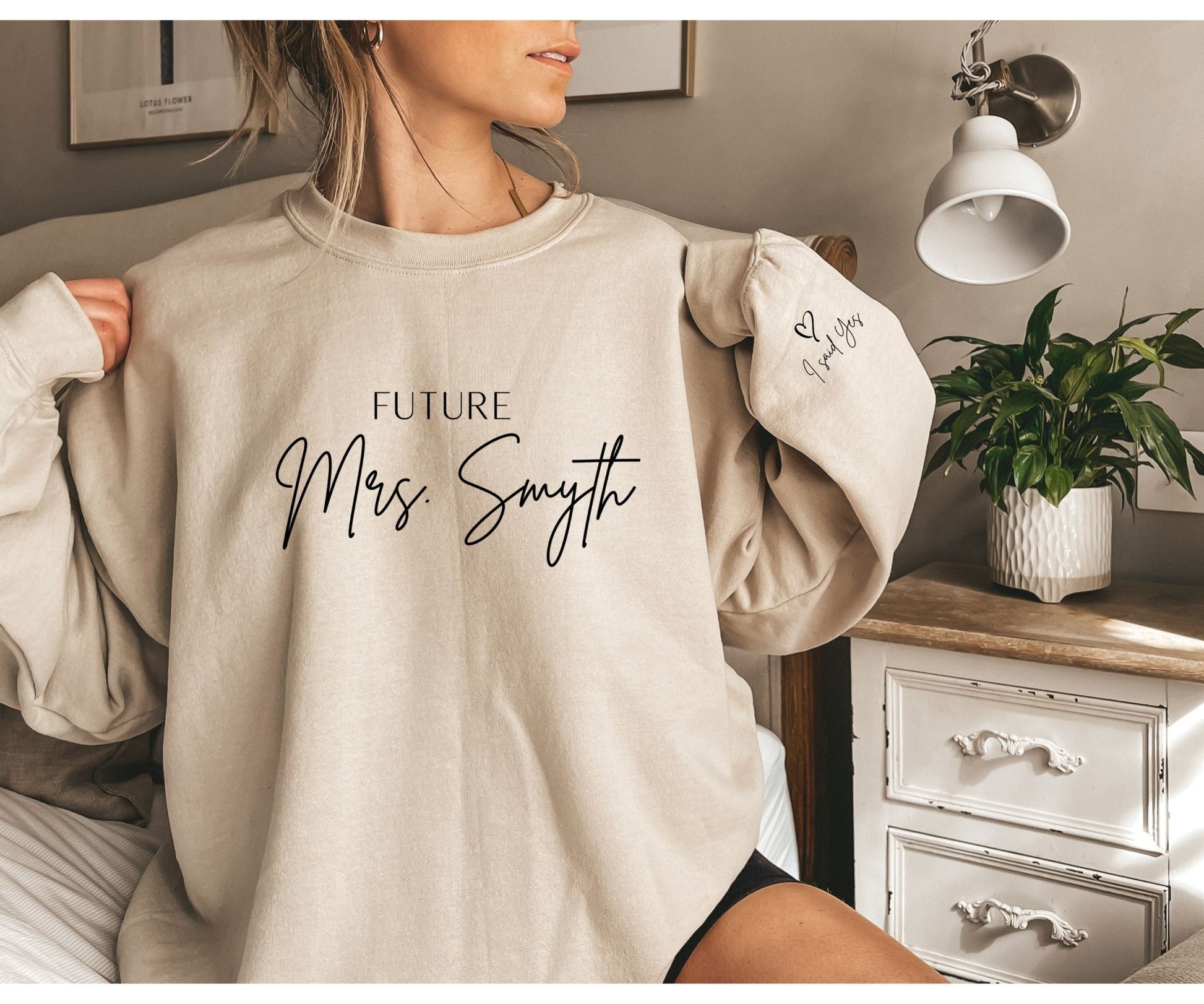 Future Mrs. [Custom Name] Sweatshirt – Elegant Bridal Jumper for Bride - To - Be UK & Ireland - FunPrint4You