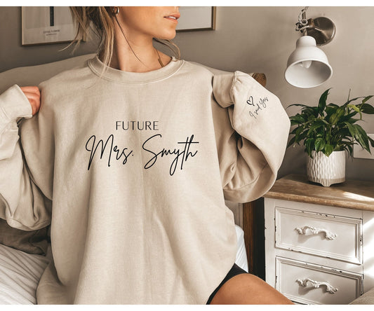 Future Mrs. [Custom Name] Sweatshirt – Elegant Bridal Jumper for Bride - To - Be UK & Ireland - FunPrint4You