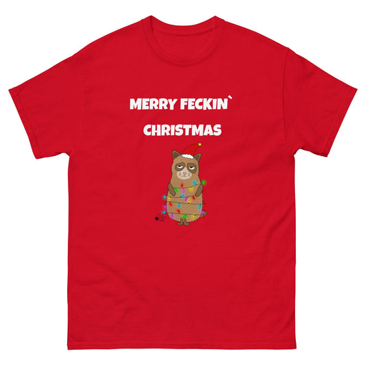 Merry Feckin’ Christmas – Funny Irish Grumpy Cat T-Shirt - FunPrint4You