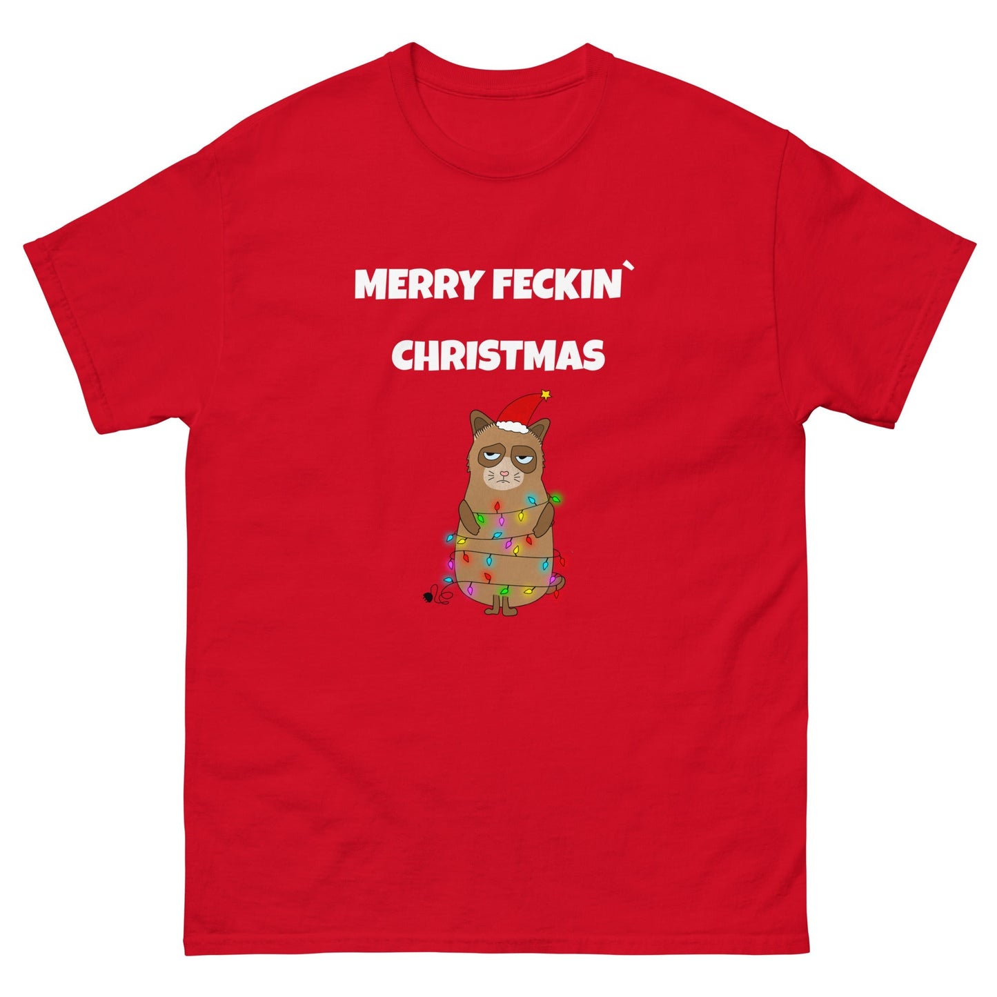 Merry Feckin’ Christmas – Funny Irish Grumpy Cat T-Shirt
