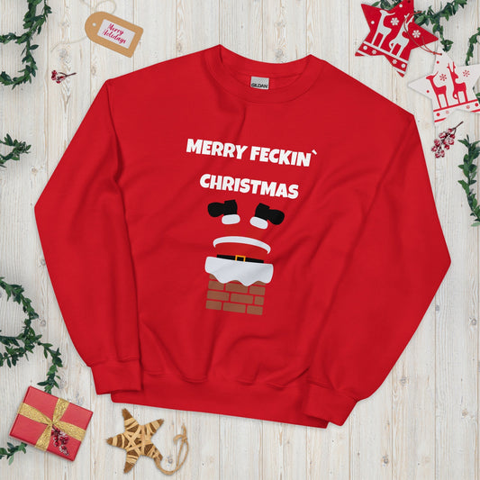 Merry Feckin’ Christmas – Funny Santa Stuck Chimney Jumper (Irish Design) - FunPrint4You