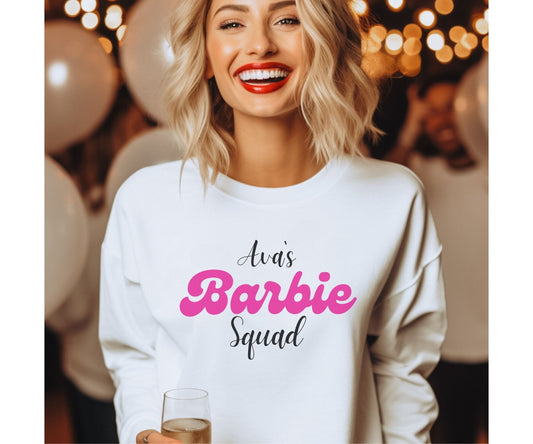 Party Vibes Sweatshirt – Unisex Barbiecore Hen Party Crewneck, Matching Squad Sweatshirt for Hen Do & Girls Trip, UK & Ireland - FunPrint4You