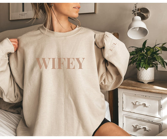 Personalised Embroidered Wifey Sweatshirt – Bride Gift, Hen Party Jumper, Just Married Jumper UK & Ireland - FunPrint4You