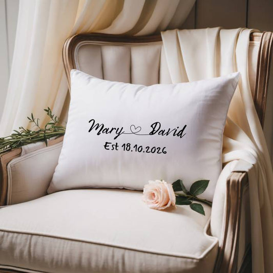 Personalised Mr & Mrs Cushion – Custom Wedding Gift with Names - FunPrint4You
