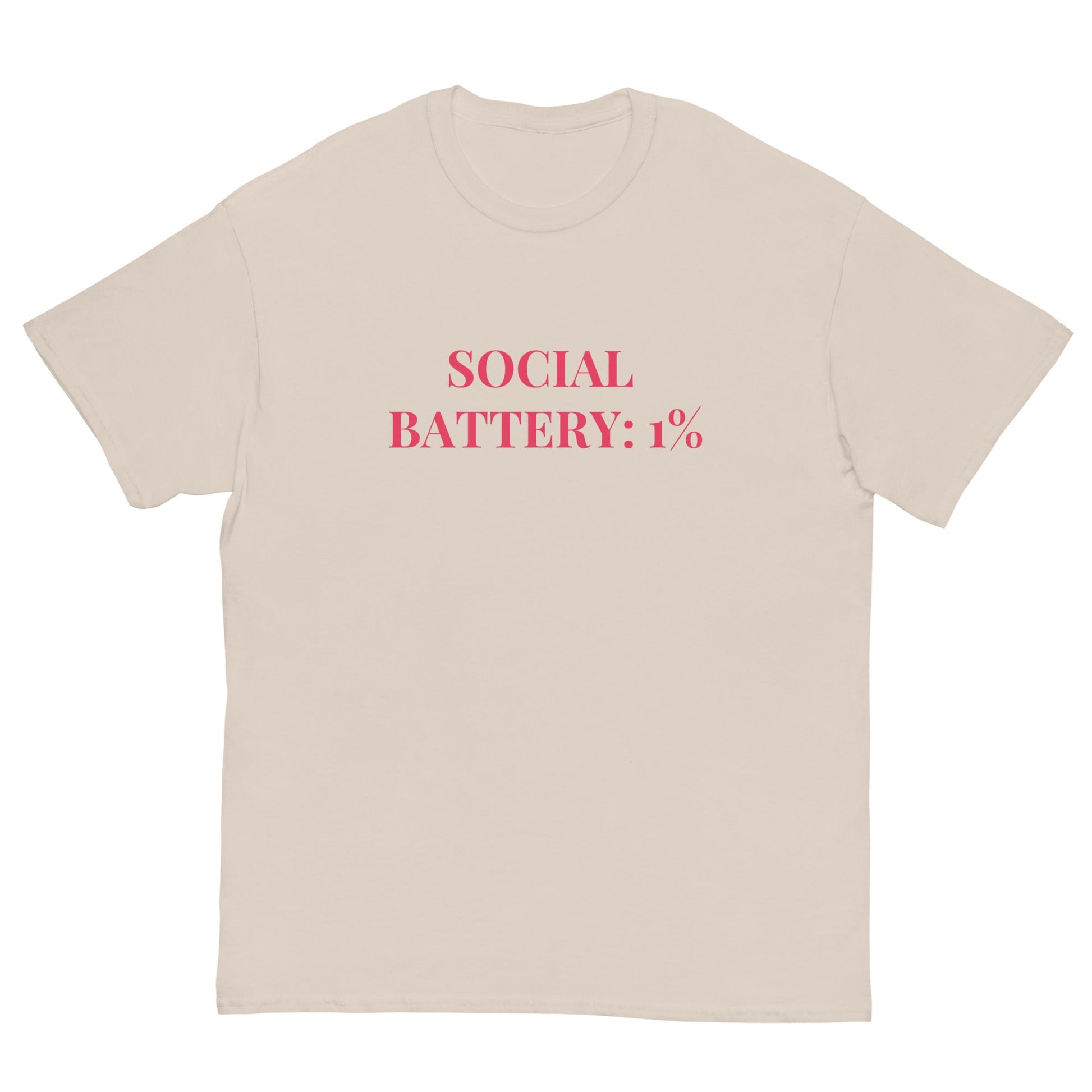 Social Battery 1% T-Shirt – Funny Introvert Tee for Quiet Queens - FunPrint4You